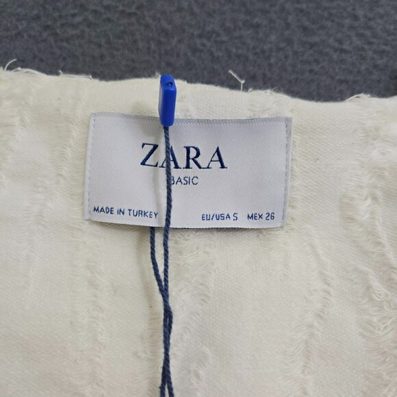 Zara Basic Women S Oversized One Button Textured Cream Cardigan - Picture 5 of 14